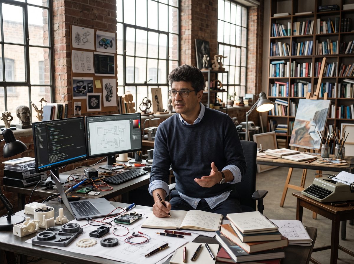 Ferdouse Khaleque at work in his studio